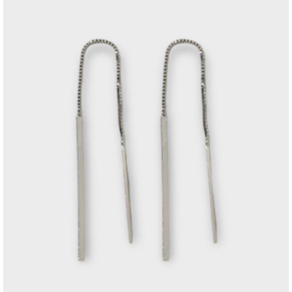 NWT silver bar and chain dangle threader earrings - Picture 1 of 3